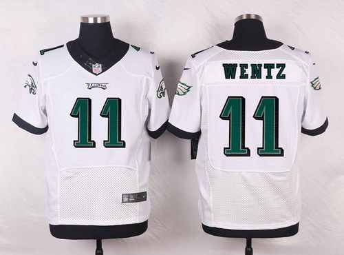 Men's Philadelphia Eagles #11 Carson Wentz White Road NFL Nike Elite Jersey