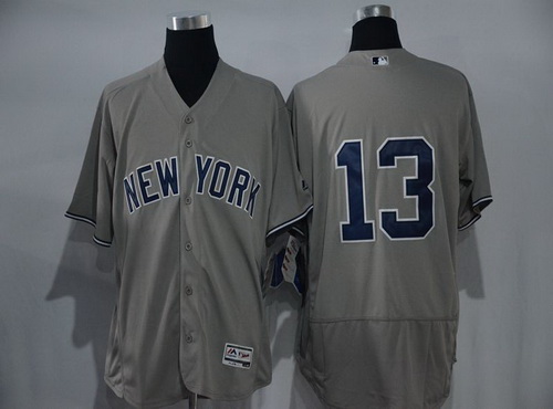 Men's New York Yankees #13 Alex Rodriguez Gray Road 2016 Flexbase Majestic Baseball Jersey