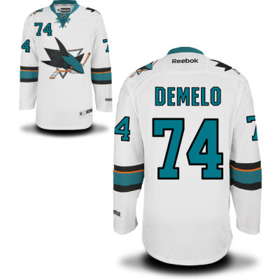 Men's San Jose Sharks #74 Dylan DeMelo White Away Jersey