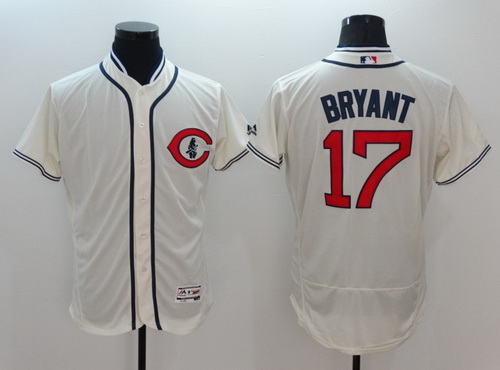 Men's Chicago Cubs #17 Kris Bryant Cream Flexbase Majestic 1929 Collection Jersey