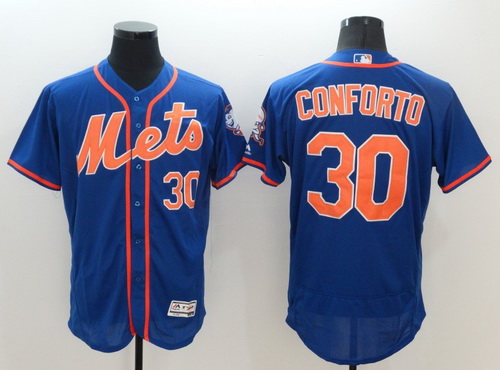 Men's New York Mets #30 Michael Conforto Blue With Orange 2016 Flexbase Majestic Baseball Jersey