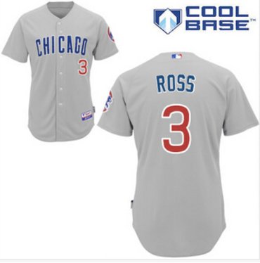 Men's Chicago Cubs #3 David Ross gray Jerseys 