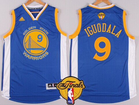 Men's Golden State Warriors #9 Andre Iguodala Blue 2016 The NBA Finals Patch Jersey