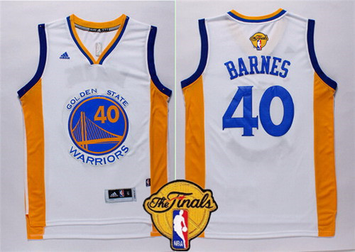 Men's Golden State Warriors #40 Harrison Barnes White 2016 The NBA Finals Patch Jersey