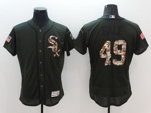 Men's Chicago White Sox #49 Chris Sale Green Salute to Service 2016 Flexbase Majestic Baseball Jersey