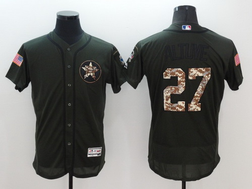 Men's Houston Astros #27 Jose Altuve Green Salute to Service 2016 Flexbase Majestic Baseball Jersey