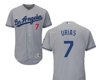 Men's Los Angeles Dodgers #7 Julio Urias Gray Road Cool Base Majestic Baseball Jersey