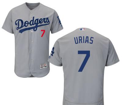 Men's Los Angeles Dodgers #7 Julio Urias Gray Cool Base Majestic Baseball Jersey