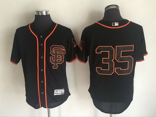 Men's San Francisco Giants #35 Brandon Crawford Black SF 2016 Flexbase Majestic Baseball Jersey