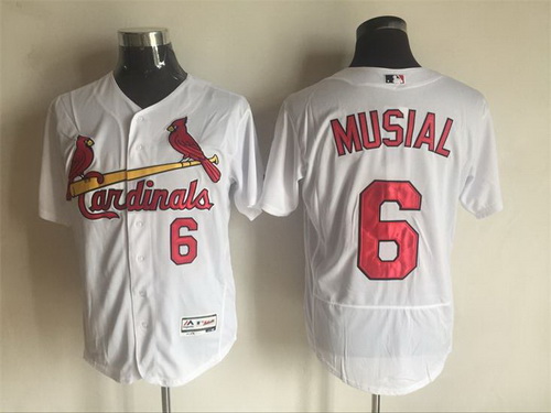 Men's St. Louis Cardinals #6 Stan Musial Retired White 2016 Flexbase Majestic Baseball Jersey