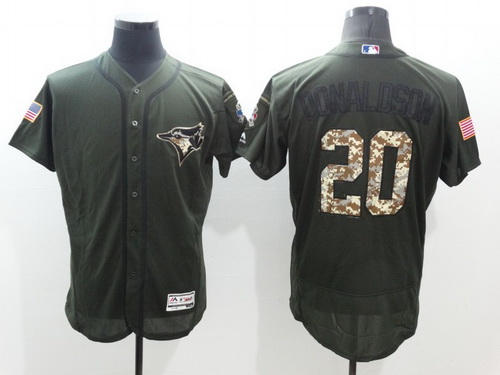 Men's Toronto Blue Jays #20 Josh Donaldson Green Salute to Service 2016 Flexbase Majestic Baseball Jersey