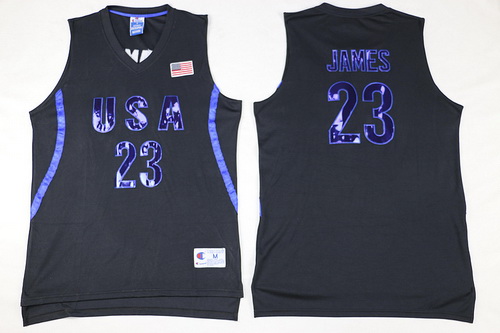 2016 Olympics Team USA Men's #23 LeBron James All Black Soul Swingman Jersey