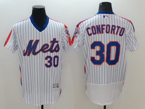 Men's New York Mets #30 Michael Conforto White Pullover 2016 Flexbase Majestic Baseball Jersey