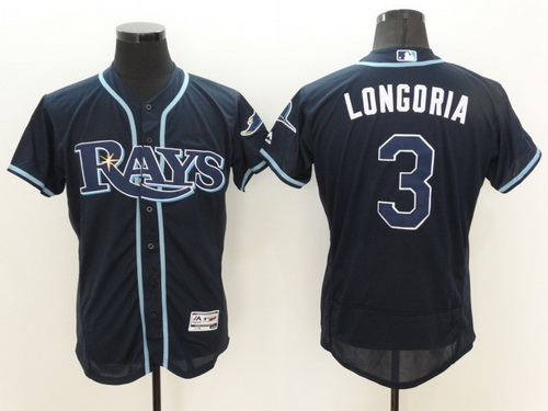 Men's Tampa Bay Rays #3 Evan Longoria Navy Blue 2016 Flexbase Majestic Baseball Jersey