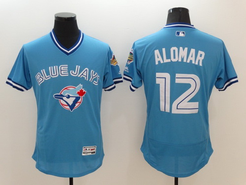 Men's Toronto Blue Jays #12 Roberto Alomar Retired Light Blue 2016 Flexbase Majestic Baseball Jersey