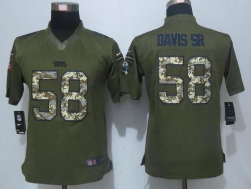 Women's Carolina Panthers #58 Thomas Davis Sr Green Salute to Service NFL Nike Limited Jersey