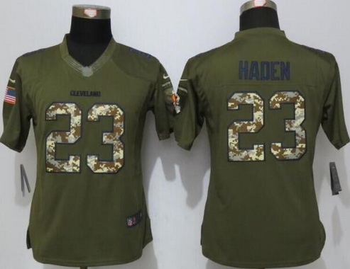 Women's Cleveland Browns #23 Joe Haden Green Salute to Service NFL Nike Limited Jersey