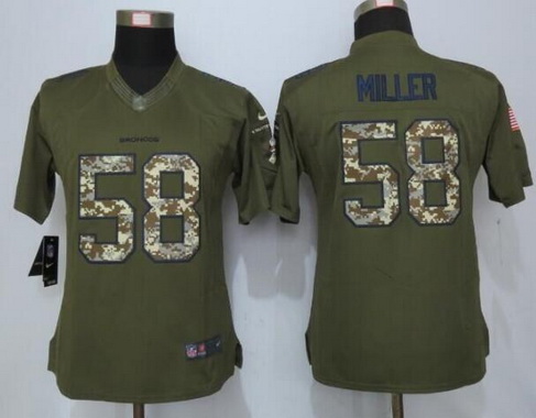 Women's Denver Broncos #58 Von Miller Green Salute to Service NFL Nike Limited Jersey