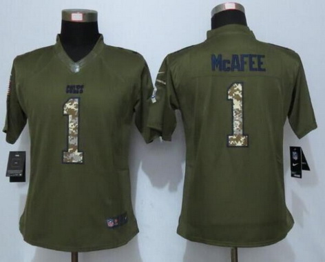 Women's Indianapolis Colts #1 Pat McAfee Green Salute to Service NFL Nike Limited Jersey