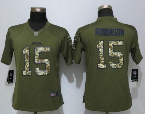 Women's Jacksonville Jaguars #15 Allen Robinson Green Salute to Service NFL Nike Limited Jersey