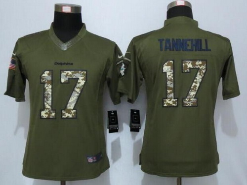 Women's Miami Dolphins #17 Ryan Tannehill Green Salute to Service NFL Nike Limited Jersey