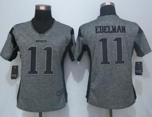 Women's New England Patriots #11 Julian Edelman Gray Gridiron Nike NFL Limited Jersey