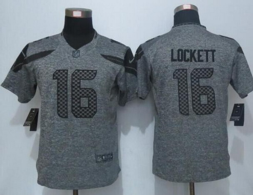 Women's Seattle Seahawks #16 Tyler Lockett Gray Gridiron Nike NFL Limited Jersey