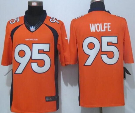 Men's Denver Broncos #95 Derek Wolfe Orange Team Color NFL Nike Limited Jersey