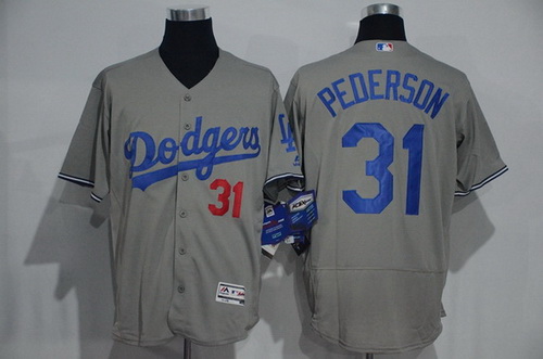 Men's Los Angeles Dodgers #31 Joc Pederson Gray 2016 Flexbase Majestic Baseball Jersey