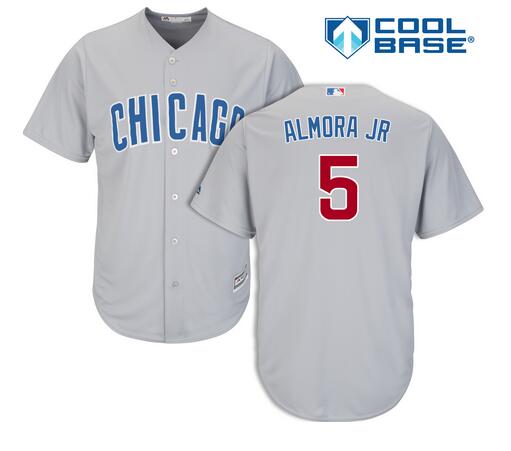 Men's Chicago Cubs #5 Albert Almora Jr. Gray Road Cool Base Jersey By Majestic