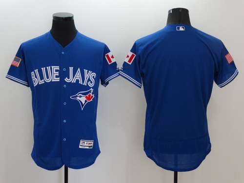 Men's Toronto Blue Jays Blank Royal Blue Fashion Stars & Stripes 2016 Flexbase Majestic Jersey