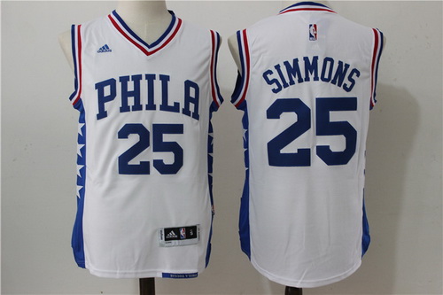 Men's Philadelphia 76ers #25 Ben Simmons White Revolution 30 Swingman Basketball Jersey