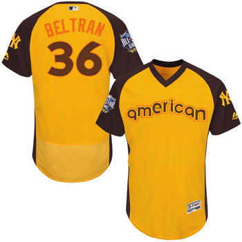 Carlos Beltran Gold 2016 All-Star Jersey - Men's American League New York Yankees #36 Flex Base Majestic MLB Collection Jersey