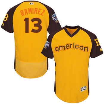 Hanley Ramirez Gold 2016 All-Star Jersey - Men's American League Boston Red Sox #13 Flex Base Majestic MLB Collection Jersey