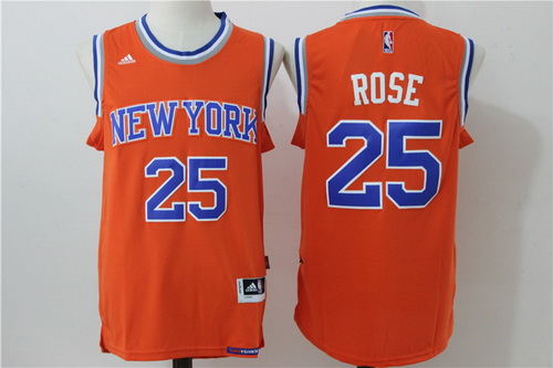 Men's New York Knicks #25 Derrick Rose Orange Revolution 30 Swingman Basketball Jersey