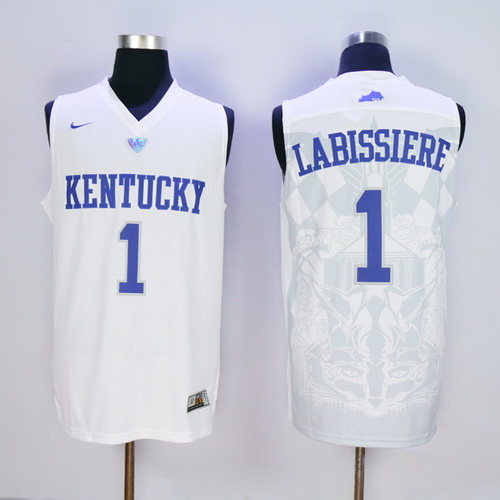 Men's Kentucky Wildcats #1 Skal Labissiere White 2016 College Basketball Swingman Jersey