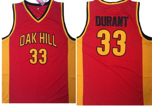 Men's Oak Hill Academy High School #33 Kevin Durant Red Soul Swingman Basketball Jersey