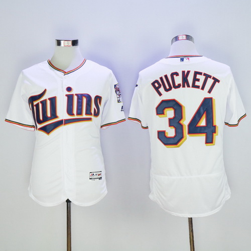 Men's Minnesota Twins #34 Kirby Puckett Retired White 2016 Flexbase Majestic Baseball Jersey