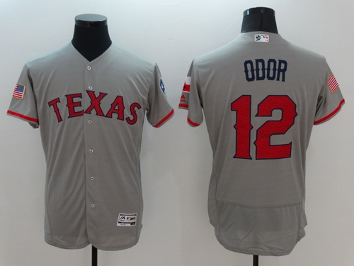 Men's Texas Rangers #12 Rougned Odor Gray Fashion Stars & Stripes 2016 Flexbase MLB Independence Day Jersey