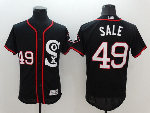 Men's Chicago White Sox #49 Chris Sale Black Retro 2016 Flexbase Majestic Baseball Jersey