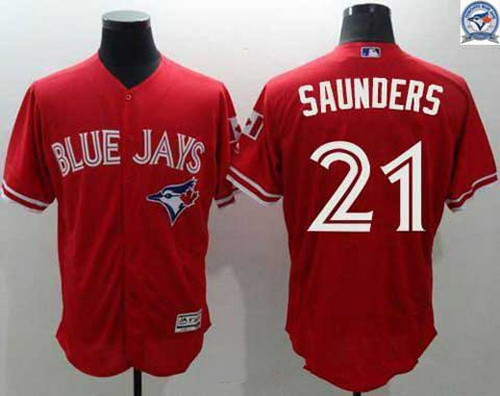 Men's Toronto Blue Jays #21 Michael Saunders Red 2016 Flexbase Majestic Baseball Jersey