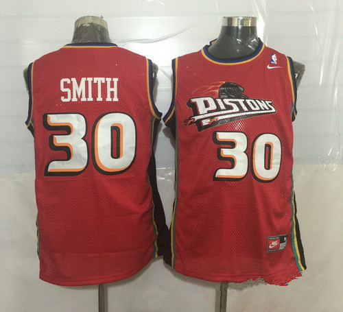 Men's Detroit Pistons #30 Joe Smith Red Hardwood Classics Soul Swingman Throwback Jersey