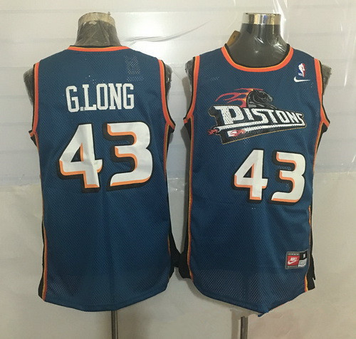 Men's Detroit Pistons #43 Grant Long Teal Blue Hardwood Classics Soul Swingman Throwback Jersey