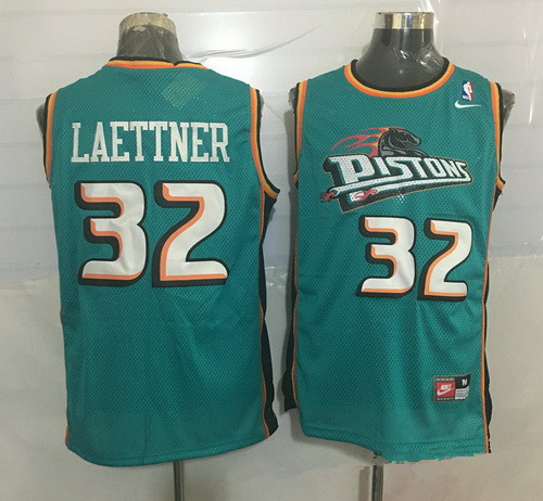 Men's Detroit Pistons #32 Christian Laettner Teal Green Hardwood Classics Soul Swingman Throwback Jersey