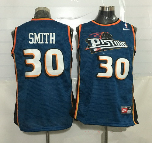 Men's Detroit Pistons #30 Joe Smith Teal Blue Hardwood Classics Soul Swingman Throwback Jersey