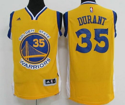 Men's Golden State Warriors #35 Kevin Durant Yellow Revolution 30 Swingman Basketball Jersey