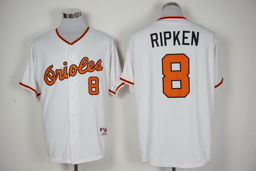 Men's Baltimore Orioles #8 Cal Ripken Retired Majestic White 1976 Turn Back the Clock Jersey