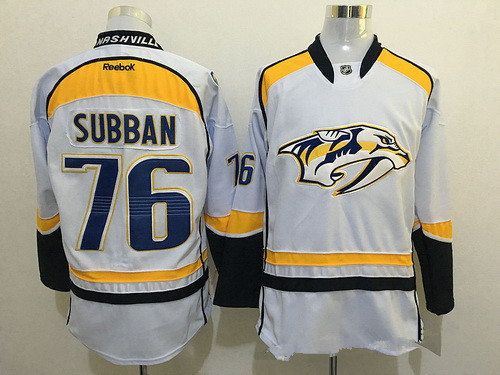 Men's Nashville Predators #76 P. K. Subban White Reebok NHL Ice Hockey Jersey