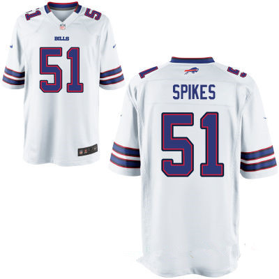 Men's Buffalo Bills #51 Brandon Spikes White Road Stitched NFL Nike Elite Jersey