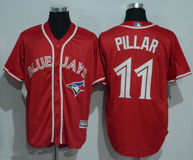 Men's Toronto Blue Jays #11 Kevin Pillar Red Stitched MLB 2016 Canada Day Majestic Cool Base Jersey